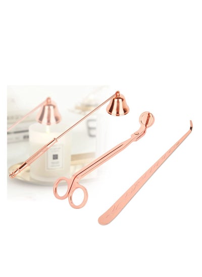 Buy 3 IN 1 Candle Tool Set Wick Trimmer and Snuffer Set with Candle Snuffer Candle Wick Trimmer Wick Cutter Candle Extinguisher Wick Dipper for Extinguish Candle Wicks Flame Safely (Rose Gold) in UAE