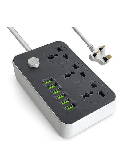 Buy Power Strips Extension Cord 3 Outlets, Power Socket with 6 USB Ports Universal Charging Socket in UAE