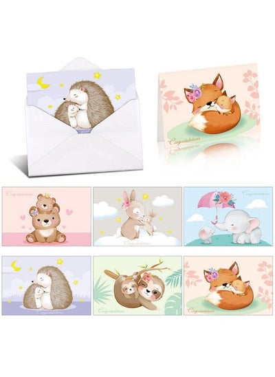 اشتري 24 Pack New Baby Card Baby Congratulations Cards With Envelopes Set 6 Designs Cute Animal Baby Card For Baby Shower To Welcome A New Baby Boy Or Girl Greeting Note Cards في الامارات