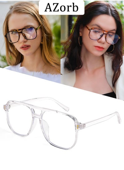 اشتري Blue Light Glasses for Men Women Clear Lens Eyeglasses Aviator Frame Eye Glasses Blue Light Blocking UV Protection for Reading Gaming Computer TV Phone Glasses Clear في السعودية