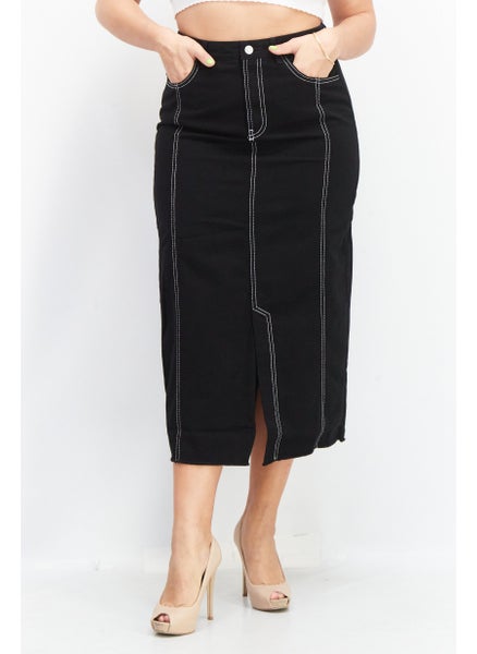 Buy Women Pull On Quilted Midi Skirts, Black in UAE