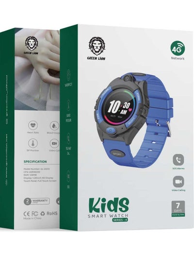 Buy Kids Smart Watch 4G Series 4 with GPS and call and blood pressure and heart rate- Blue in UAE