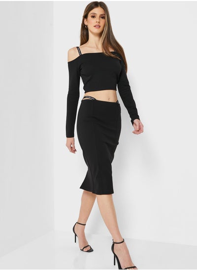 Buy High Waist Logo Skirt in UAE