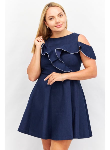 Buy Women Plain Casual Mini Dress, Navy in UAE