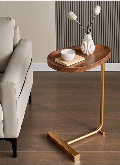 Buy Small Side End Table,C Leg Table,Narrow Round Bed Sofa Couch Coffee Dinner Table for Snack Drink TV Remote Tray,Modern Simplicity Slim Gold Rustic End Table in Saudi Arabia