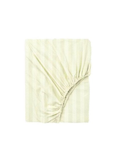 Buy Tulip (Cream) Single Size Fitted Sheet with 1 cm Satin Stripe (90 x 210 + 30 Cm-Set of 1 Pc) 100% Cotton, Soft and Luxurious Hotel Quality Bed linen-300 TC in UAE