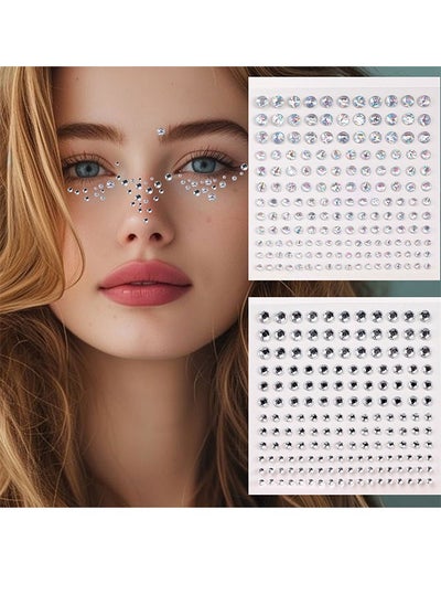 Buy 2 Pieces Self-Adhesive Rhinestone And Pearl Stickers Face Gems For Makeup Eye Jewelry Sticks Rainbow And Clear Rhinestone Sparkling Diamond Stickers Nail Art DIY Craft Party Carnival Accessories (330pcs) in UAE