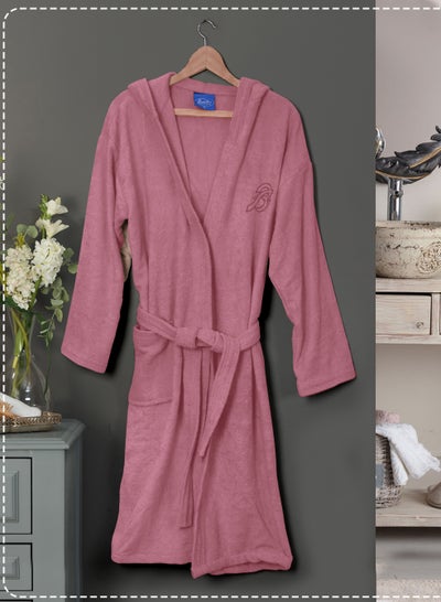Buy Cotton bathrobe with a pocket &head cap for unisex, 100% Egyptian cotton, ultra-soft, highly water-absorbent, color-fast and modern, ideal for daily use, resorts and spas2XL in UAE