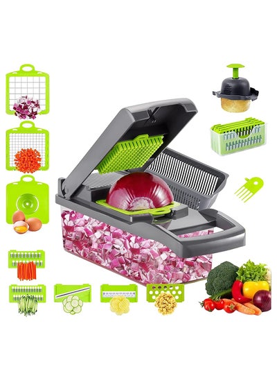 اشتري SKY-TOUCH Vegetable Chopper : Multifunctional All-in-One Food Slicer Dicer Cutter with Draining Basket Grater With Container Compact Kitchen Gadgets Sets for Cooking في الامارات