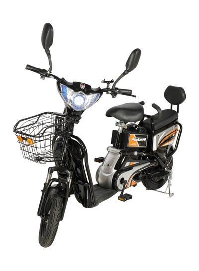 اشتري دراجة كهربائية مع سلة بقالة وبطارية قوية إطار مقاس 14 لون أسود في الامارات