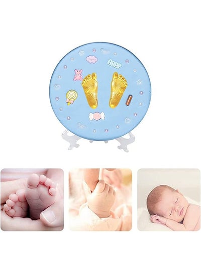 Buy Baby Footprint Handprint Frame Kit for Baby Shower Gifts, DIY Infants Clay Souvenir Ornament Keepsake Kit Keepsake Box for Newborn Baby Boys and Baby Girls, Memorable New Mom Gifts (Blue) in Saudi Arabia