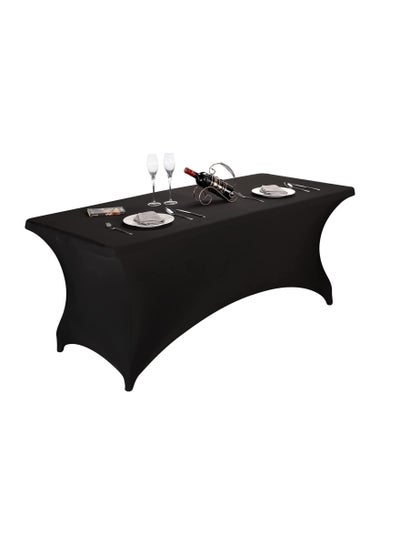 اشتري Spandex Tablecloths for 6 ft Home Rectangular Table Fitted Stretch Table Cover Polyester Tablecover Table Toppers في الامارات