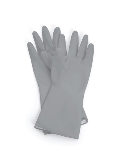 اشتري Rubber Gloves  Medium Size Gray Color Durable في الامارات