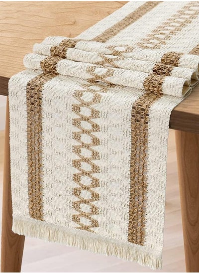 Buy Table Runner, Boho Cotton Linen Table Runner, Natural Burlap Table Runner with Tassels Bohemian Table Cloth Decoration for Wedding Party Farmhouse Dining Table Decor in Saudi Arabia