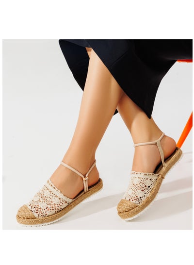 Buy High quality fabric flat sandal with burlap-BEIGE in Egypt