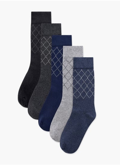 اشتري Men's Textured Crew Length Socks - Set of 5 في الامارات