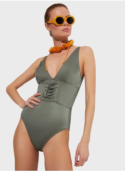 Buy Button Detail Swimsuit in UAE