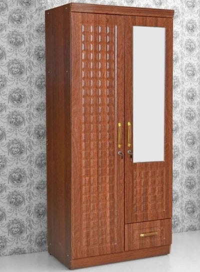 اشتري 2 باب خزانة خزانة خشبية خزانة خزانة خشب هندسي مثالية حديثة وأنيقة الثقيلة مع مرآة في الامارات