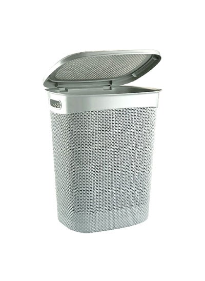 Buy Durable Drop Design Laundry Basket with Lid and Handle Dark Grey 52 L M-170 M-170 DG in Saudi Arabia