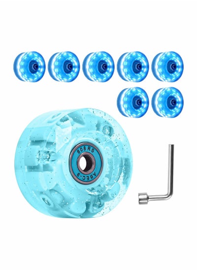 اشتري 8 Pieces Luminous Skate Wheels with Bearings Installed 32 x 58 mm 78A في السعودية