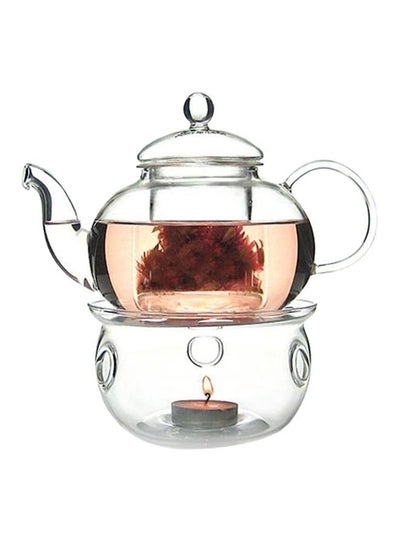 Buy Glass Teapot With Burner Set Clear 30x30x30centimeter in Saudi Arabia