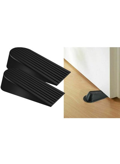 Buy Pack Of 4 Wedge Door Stopper Black 100Mm Slip Resistant For Tiles Carpet Wood And Laminate Floors And Other Floor Surfaces Stop Rds 102 Card in UAE