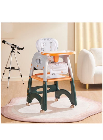 Buy Baby High Chair, Portable High Chair with Adjustable Heigh and Recline, Foldable High Chair for Babies and Toddler with 4 Wheels, High Chair for Toddlers with Removable Tray in UAE