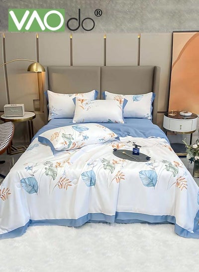 Buy 4PCS Silk Bedding Set Comforter Set King Size Duvet Cover Set Luxurious Skin-friendly Anti-wrinkle Non-pilling 1.8M Bed 200 * 230CM in UAE