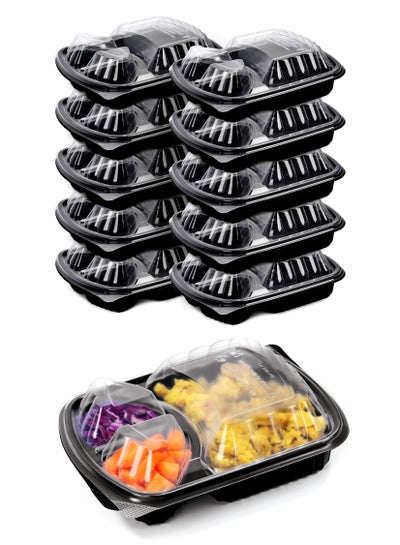 Buy Meal Prep Container Reusable Bpa Free–[25 Pack] 3 Compartment (32 ounces) Disposable Rectangular Food Container With Lids Vacuum Seal Meal Prep Tupperware Microwaveable Freezer To Go Containers in UAE
