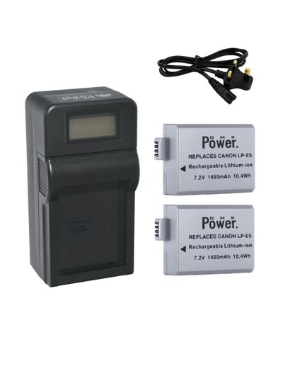 اشتري DMK Power 2 x LP-E5 Battery and TC1000 Battery Charger Compatible with Canon Eos Digital Rebel Xsi 450d Lpe5 Lc-e5 1000d 500d Lpe5 Lc-e5 1000d 500d Xsi X3 Camera Visit the DMK Power Store في الامارات