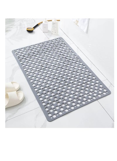 Buy Non-Slip Bath Mat, Soft TPE Shower Mat with Suction Cups and Drain Holes, Bathroom Anti-Slip Mat for Shower, Bathtub (75 * 43cm, Grey) in UAE