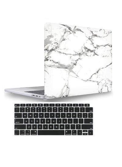 اشتري حافظة صلبة بلاستيكية من Ntech MacBook Air 13 بوصة وغطاء لوحة مفاتيح 2022 2021 2020 2019 2018 إصدار A2337 M1 A2179 A1932 شاشة Retina مع معرف اللمس (رخام أبيض) في الامارات