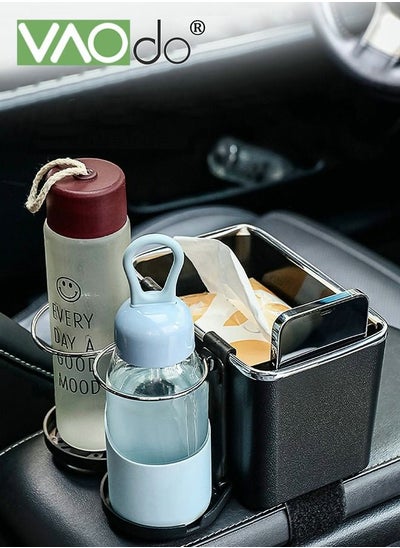 Buy Multifunctional Car Tissue Box Holder Car Water Cup Holder Large Capacity Car Storage Box Car Armrest Box Storage Box in Saudi Arabia