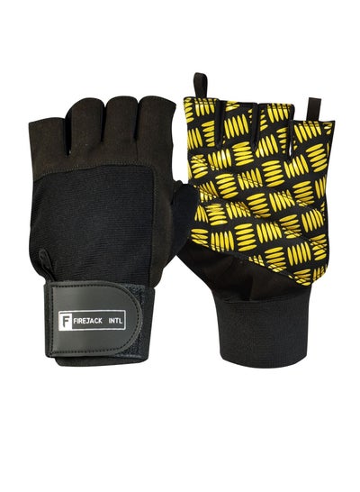 Buy Gym Gloves For Men And Women Exercise Gloves For Weight Lifting Cycling And Training Black/Yellow Medium in UAE