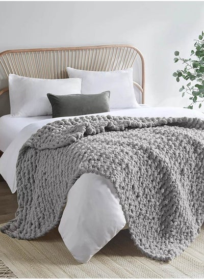 Buy Chenille Winter Throw Grey in Saudi Arabia