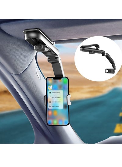 اشتري Car Phone Holder for Sun Visor, 1080° Rotatable Sun Visor Car Phone Mount Foldable Dashboard Phone Holder for Car, Universal Adjustable Spring Clip Car Cell Phone Stand for All Phone في الامارات