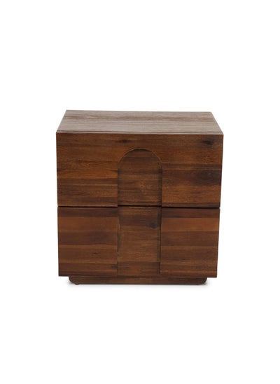 اشتري Catania Nightstand With 2 Drawers Acacia Wood - Brown في الامارات