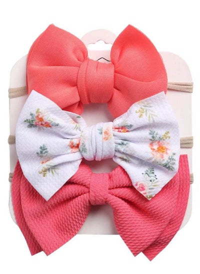 Buy The Girl Cap Elastic Baby Headband Stretchable Nylon Assorted Hairbands Hair Accessories for Baby - Peach  - 3PCs in UAE