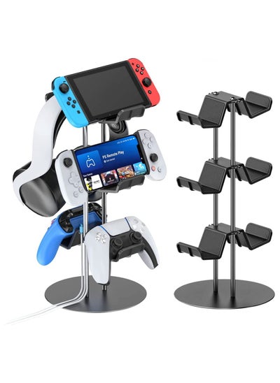 اشتري Intag Kytok Controller Stand 3 Tiers with Cable Organizer for Desk Universal Controller Display Stand Compatible with Xbox PS5 PS4 Nintendo Switch Headset Holder  Desk Mounts for 6 Packs Controller في الامارات