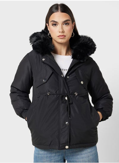 Buy Padded Jacket With Fur Hood in UAE