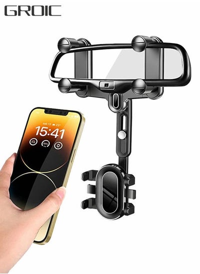 اشتري Rearview Mirror Phone Holder for Car,360° Rotatable Retractable Car Phone Holder,Automobile Cradles,Phone Mount for Car,Auto Parts في الامارات