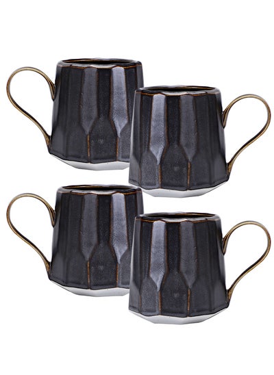 Buy Set of 4 Handmade 260ml Ceramic Coffee Mug Cups with Large Handle for Coffee and Tea in UAE