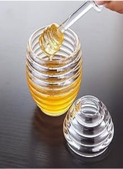 Buy Unbreakable Acrylic Honey Bowl Set for Home Kitchen, Crystal Clear Containers with Spray Spoon, Elegant and Convenient Service in Egypt