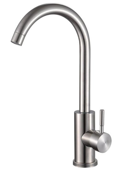 اشتري Wash Basin Mixer Faucet Tap, Hot And Cold Single Handle 304 Stainless Steel Single Hole (35cm Height) في الامارات