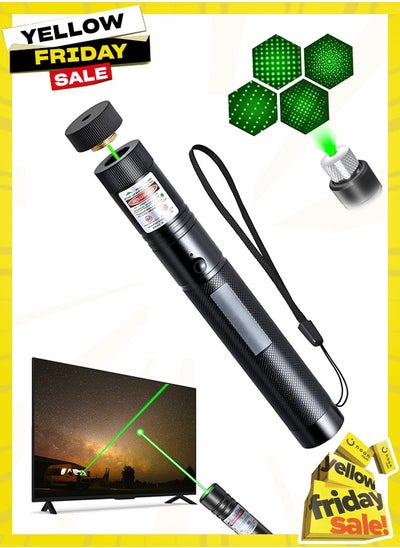 Buy High Power Green Laser Pointer Flashlight, High Lumens Compact and Rechargeable Flash Light Portable Laser Pointer for Camping Hiking, Outdoor Emergency, Tactical Presentation Dot for Indoor Teaching, Hiking, and Cat Play in UAE