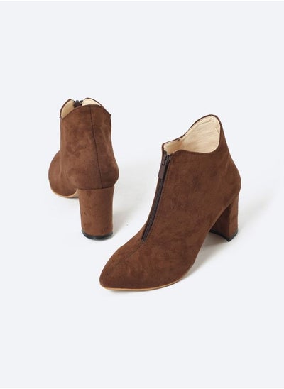 اشتري Suede Heeled Ankle Boots - 7cm Medium Height Heels في مصر