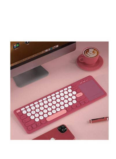 Buy Dual Modes Slim Mini Keyboard With Touch pad | Bluetooth & 2.4GHZ USB | For Windows/Android/IOS/Mac OS Wide Compatibility For Smart TV , Tablet  | HighEnd | Arabic/Eng Layout Light | Red in Egypt