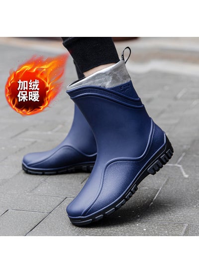 اشتري Mens Fashion Waterproof Slip-Resistant Fishing Rain BootsG500-dark blue-Cotton G500-dark blue-Cotton في السعودية