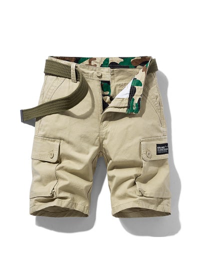 Buy Mens Summer Cargo Shorts Stylish Japanese Trend Khaki in UAE