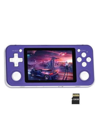 Buy RG351P Handheld Game Console, Opening Linux Tony System Built-in 128G TF Card 5000 Classic Games 3.5-inch IPS Screen Retro Game Console (Purple) in Saudi Arabia